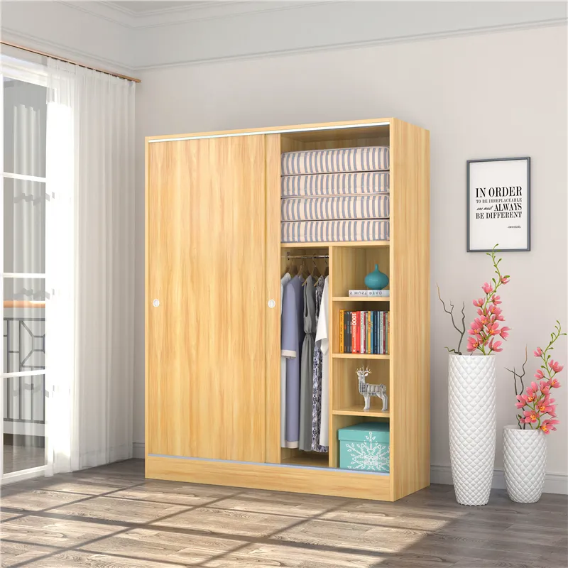 मलेशियाई आधुनिक बेडरूम फर्नीचर फिसलने कपड़ा अलमारी डिजाइन लकड़ी अलमारी डिजाइन ठोस लकड़ी के दरवाजे कपड़े अलमारी कैबिनेट