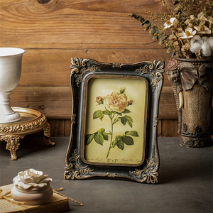 Marco DE FOTOS Vintage de estilo europeo 5x7 de alta calidad, marco decorativo de pared de resina antigua, marco de vidrio para decoración del hogar