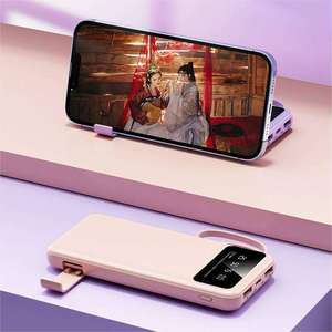 10000mAh Ultra Slim Power Bank Eingebautes Ladekabel Universelles schnelles USB-Laden für iPhone Android Phones Tragbares Ladegerät - Product Image 3