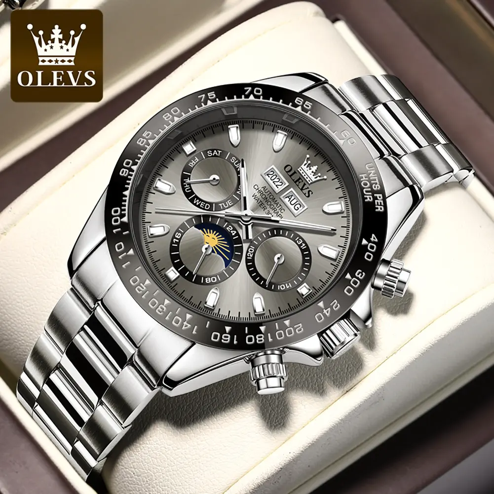 OLEVS 6654 new design Custom Logo gents mechanical watch modern Stainless steel Strap Luminous automatic in stock business watch