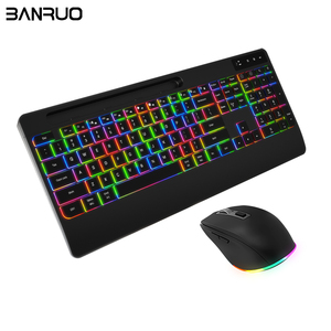104 Keys Bluetooth Rechargeable RGB Backlit Wireless <strong>Keyboard</strong> and <strong>Mouse</strong> with Tablet <strong>Computer</strong> <strong>Keyboard</strong> and <strong>Mouse</strong> with Palm Rest - Product Image 6