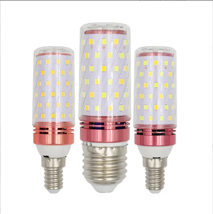 Super Bright E14 /E27 LED Corn Bulb Tricolor - Dimming 12W/16W Indoor Chandelier Use