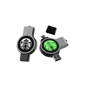 OTG C型双Usb圆形旋转金属OTG C型u盘，带发光标志手机和电脑商务礼品 - Product Image 1