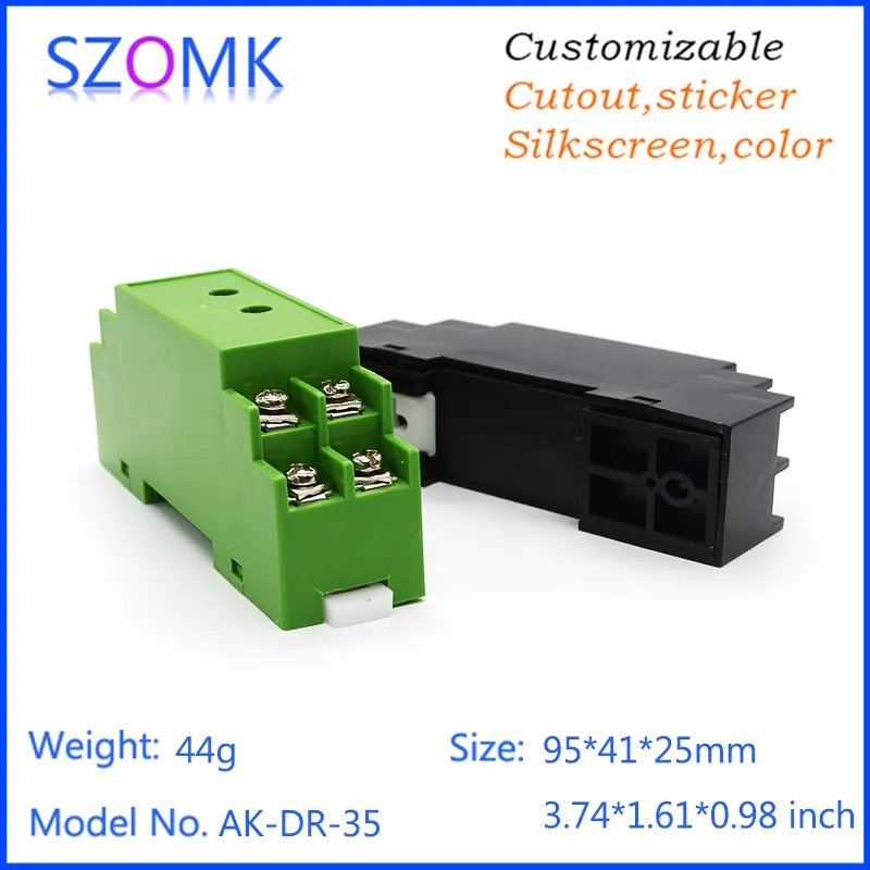 Custom Din-Rail Blocos Terminais Case Mount Abs Pcb Caixa Industrial Padrão Eletrônico Plc Plástico Din Rail Enclosure