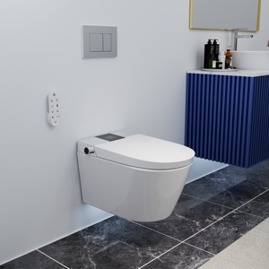 リモコン付きスマートウォールハングビデトイレシステム細長いボウル重力フラッシング付属シート暖房 - Product Image 3