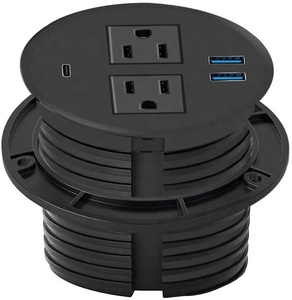 All in <strong>One</strong> 80MM US Power Round Desk Table Socket with <strong>2</strong> USBA+<strong>USB</strong>-C /Desktop Power Grommet Desk Recessed Power Charging Socket - Product Image 5