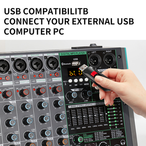 Rayco PA12-Mezclador de audio profesional de 12 canales, consola de iluminación de vídeo, entrada de ordenador MP3, 99 efectos de reverberación incorporados, mezcla de audio - Product Image 3