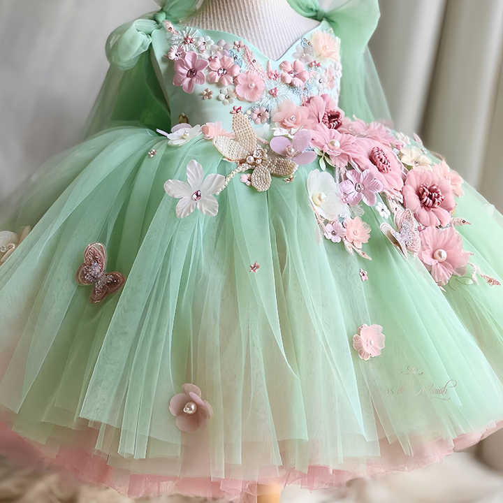 New Popular Toddlers Birthday Wedding Teenagers Frocks Kids Party Dress Baby Flower Girls' Dresses With Pattern