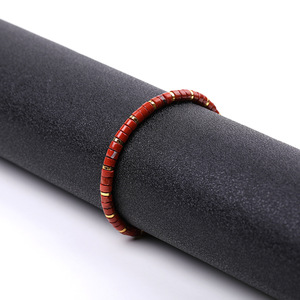 공장 직접 판매 짠 팔찌 4mm 플랫 비즈 레드 경옥 화이트 소나무 녹색 Aventurine 청금석 핑크 트렌디 기하학적 - Product Image 3