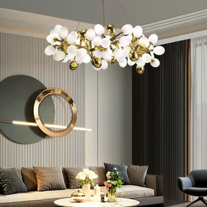 Nordic Modern Restaurant Villa Hotel Lobby Trauben schnur Weiße Glaskugel Pendel leuchte Luxus Kronleuchter