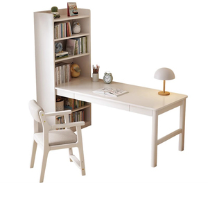 Mesa de aprendizaje sencilla para el hogar, mesa de madera maciza para juegos, escritorio doble para tres personas, librería, escritorio de escritura integrado - Product Image 2