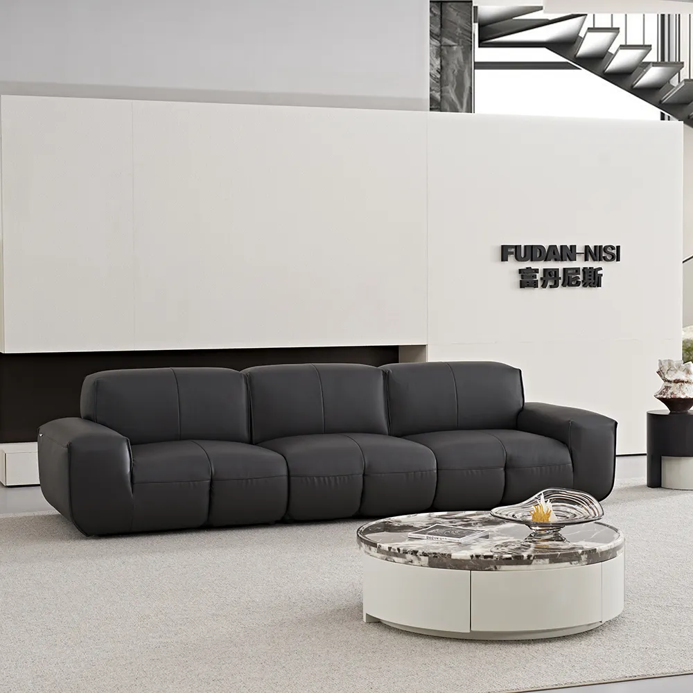 คุณภาพสูงหรูหราNordic Modern Creative Designโค้งโซฟาความงามหนังห้องนั่งเล่นโซฟา