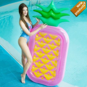 แผ่นรองลอยแบบมีใบไม้เป่าลมลอยน้ำได้สำหรับสระลูกลอยแบบสองสีทำจาก PVC สับปะรด - Product Image 2