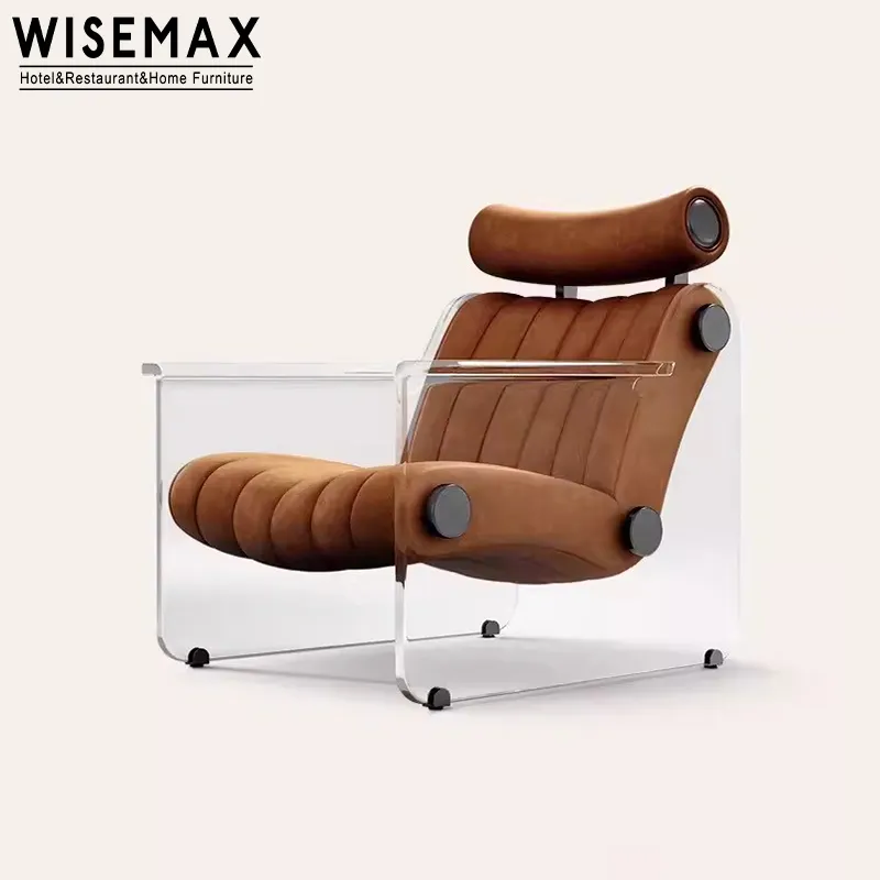 WISEMAX mobili di lusso moderno sedia in pelle acrilico sospensione della sedia circostante con schienale poltrona singola per Hotel a casa