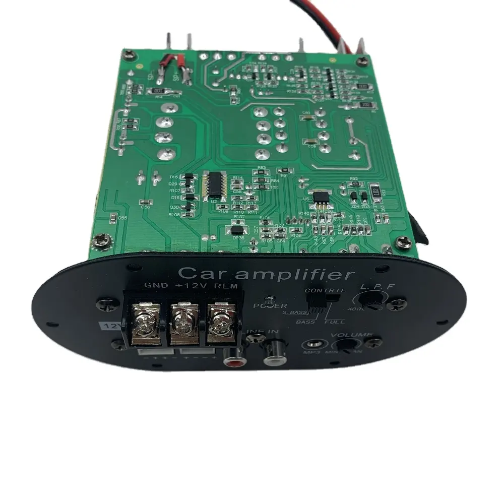 Placa amplificadora de potência para carro, placa de amplificador de áudio do subwoofer a0712v/24v com controle remoto aux