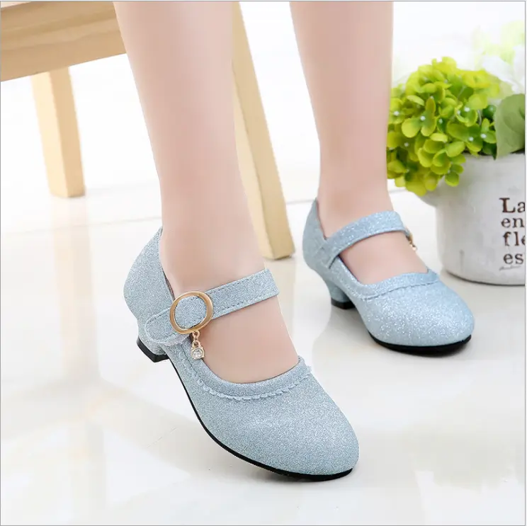 Scarpe di lusso per bambini scarpe da festa principessa per bambini eleganti applicate con tacco basso P116