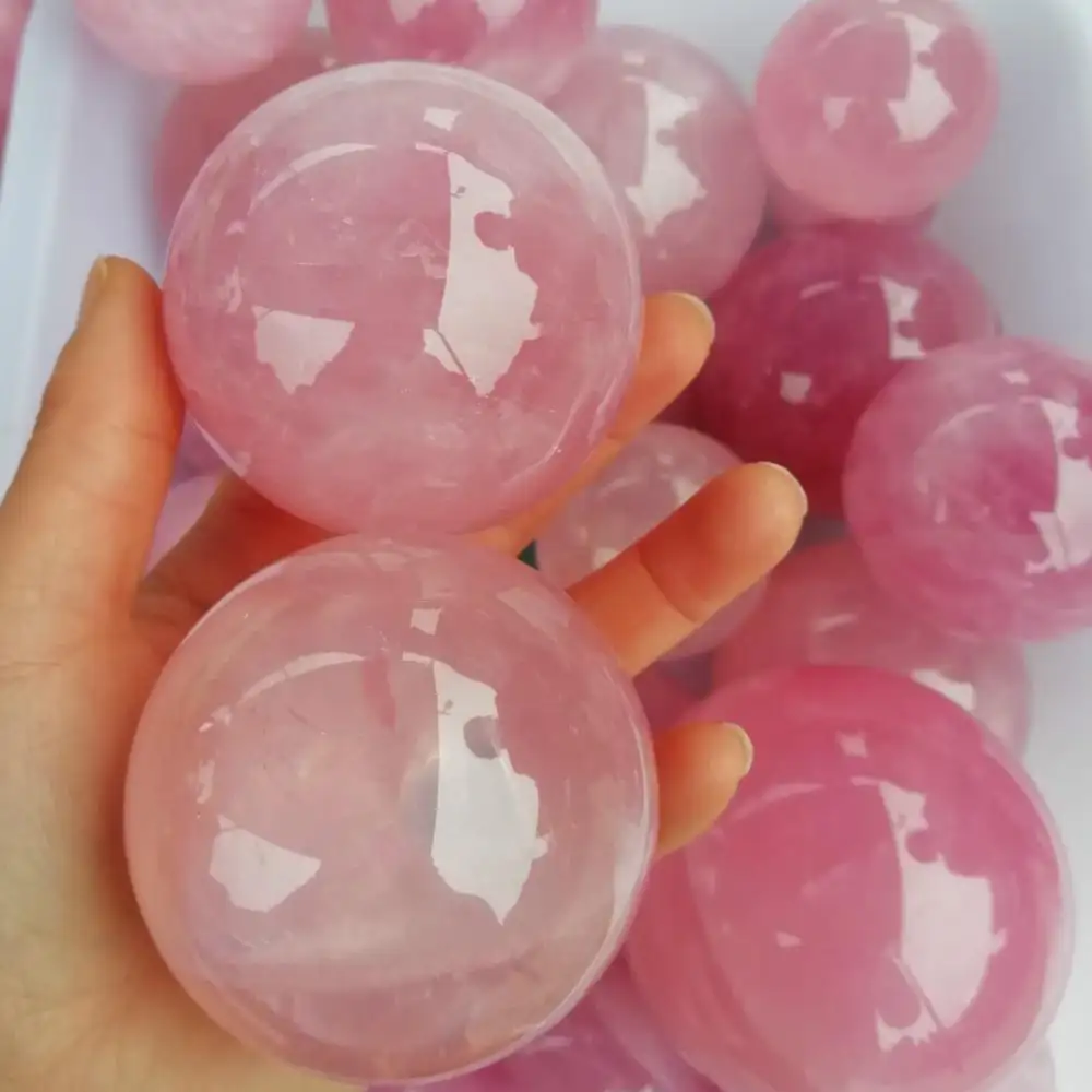 बिक्री के लिए प्राकृतिक रॉक रत्न क्रिस्टल बॉल छोटे आकार के गुलाबी गुलाब क्वार्ट्ज गोले