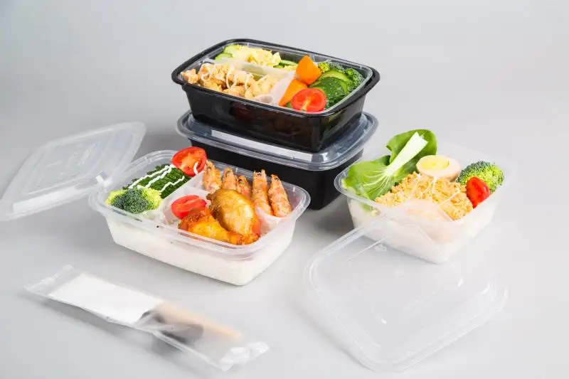 2023 bán buôn Chất lượng cao dùng một lần ăn trưa Hộp 450ml nhựa dùng một lần hình chữ nhật hộp thực phẩm