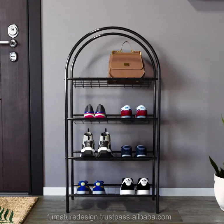 High Quality Easy To Assemble Space Saving Multilayer Shoe Organizer Home Metal Shoe Rack Modern Design Made in Turkey