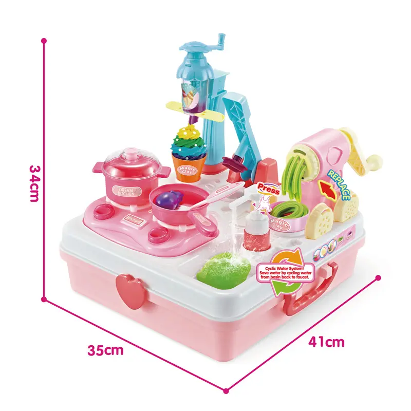 Kinder Küche Eismaschine Maschine Waschbecken Spielzeug Kochen Spielzeug Farbe Ton Werkzeuge spielen Teig Set
