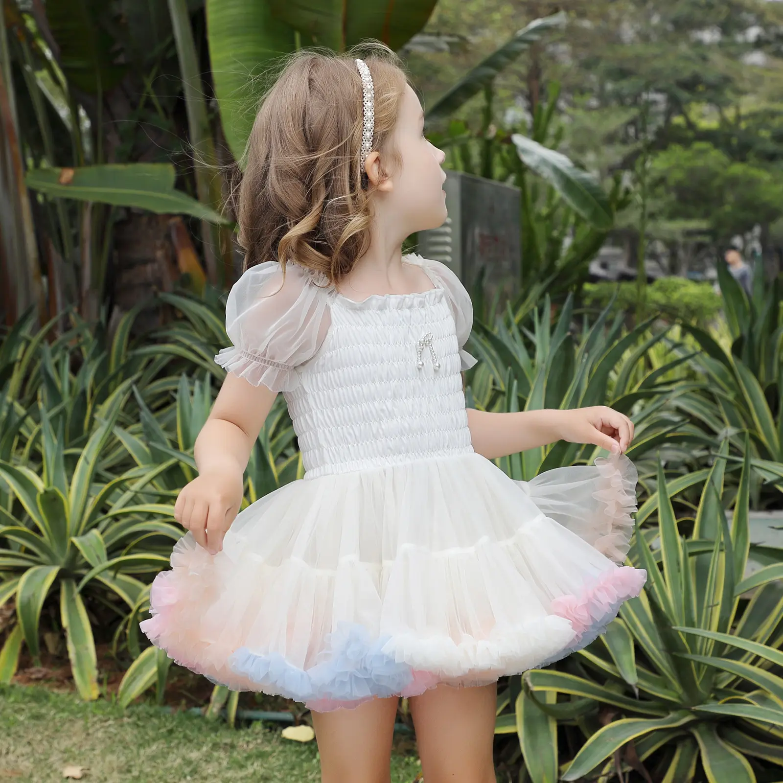 Vestido de niña nuevo de verano barato Vestido de manga corta para niñas/Niñas