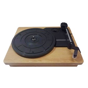 33/45/78 RPMビニールレコード用ヴィンテージスタイルレコードプレーヤー3スピード、木製ベースポータブルLPビニールプレーヤーRCAヘッドフォンジャック