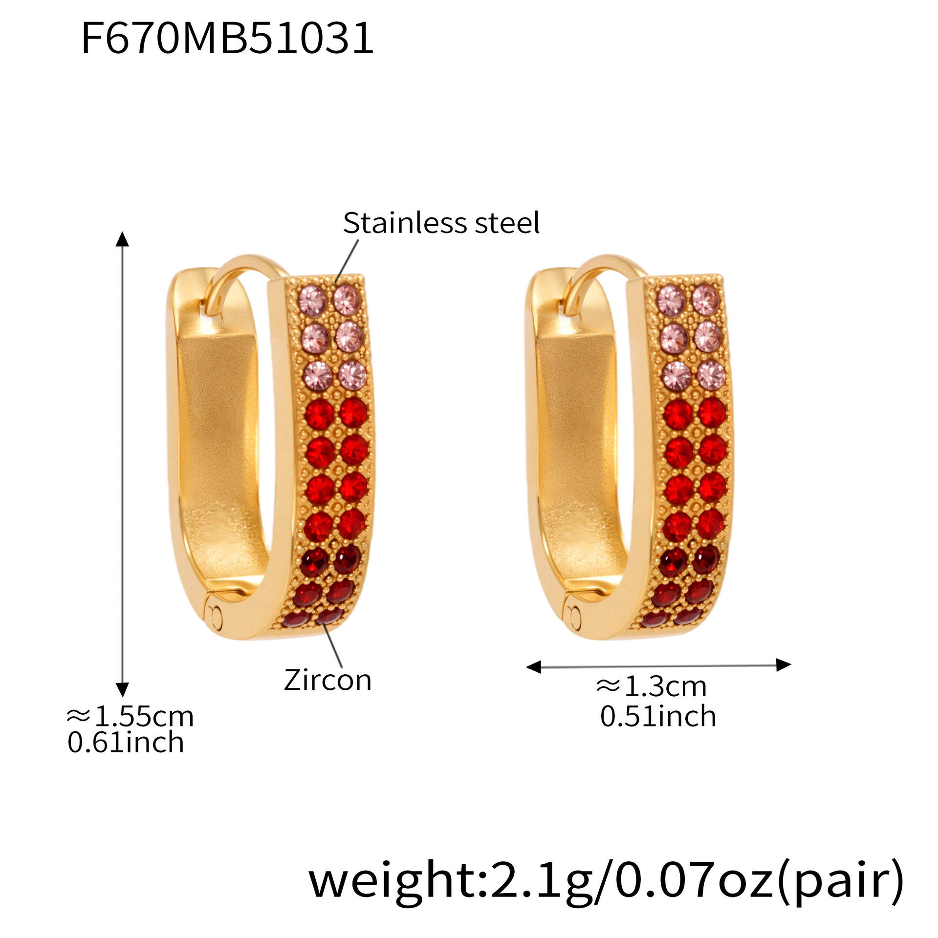 ต่างหูเซอร์คอนสีแดง F670