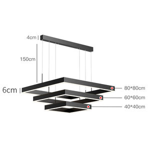 נברשת <span class=keywords><strong>LED</strong></span> נורדית מודרנית אלומיניום אקריליק מלבנים תאורת תליון עיצוב חדש מרובע סלון מנורה תלויה
