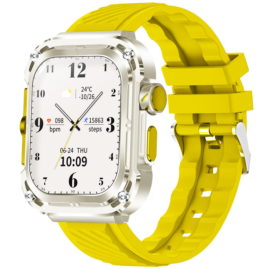 Yellow Silica Gel + Brown Leather + Silver Steel Strap