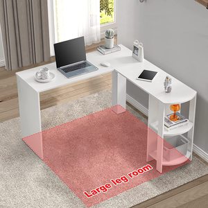 Escritorio de ordenador en forma de L de madera Simple convertible para estudio y uso en la oficina Mesa de escritura de estudio de PC con estantes de almacenamiento - Product Image 2