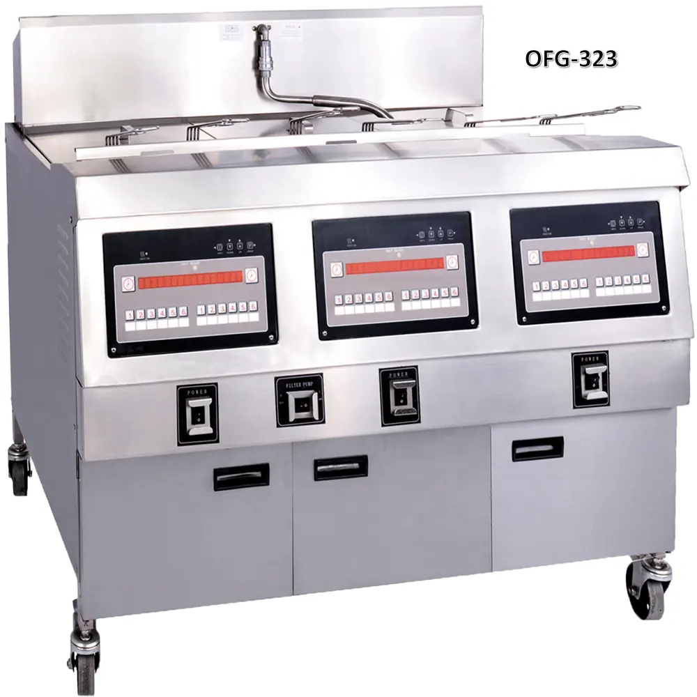 Fritadeira comercial automática a gás para frango, máquina de frango e frango série 75L 3 tanques 6 cestas, marca CNIX, oferta quente