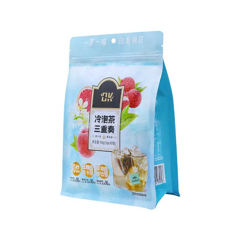 Custom Digital printing food grade resealable zipper bag plastic flat bottom stand up peanut nuts snack packaging bag for Food