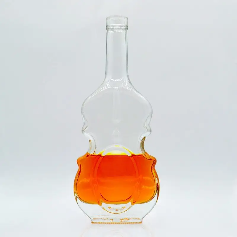 प्रीमियम वायलिन आकार खाली शराब ब्रांडी व्हिस्की कांच की बोतलें कस्टम शराब 750ml वोदका भावना कांच की बोतलें 500ml थोक