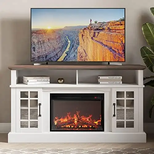 Xy Beste Tv-Standaard Met Open Haard, Open Haard Tv Console Home Entertainment Center Met Opbergkast