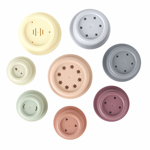 8pcs vừa lúa mì phong cách vòng xếp chồng ly đồ chơi giáo dục thiết lập cho bãi biển trong nhà phòng tắm sử dụng áp suất thấp PP vật liệu nhựa - Product Image 3