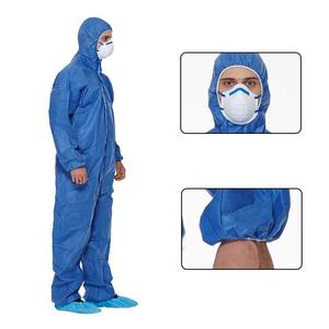 En 14116 dùng một lần màu xanh chống cháy Coverall loại 5 6 SMS chất liệu với mui xe chống tĩnh tính năng - Product Image 3