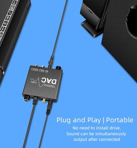 Convertidor DAC coaxial óptico Convertidor de audio digital a analógico con controles de graves de volumen para equipos de transmisión de radio y TV - Product Image 3