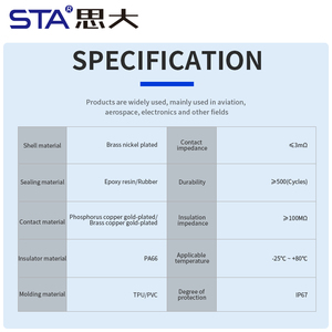 IP67防水M5面板安装连接器3/4针直母插座，前后黄铜电线连接紧固 - Product Image 6