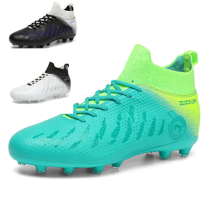 पुरुषों की नई फैशनेबल उच्च शीर्ष फुटबॉल जूते TF/FG विरोधी पर्ची उच्च गुणवत्ता प्रशिक्षण फुटबॉल जूते बच्चों की आउटडोर टिकाऊ स्नीकर्स