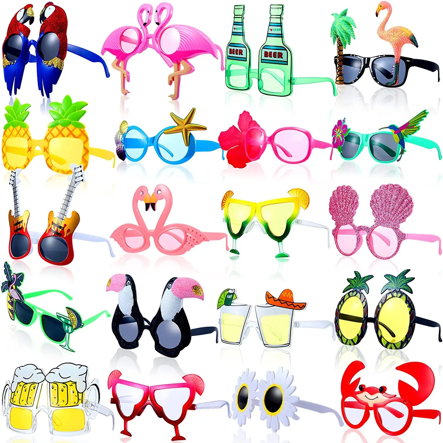 Lustige hawaiian ische Luau Sonnenbrille Tropical Fancy Dress Ananas Party Flamingo Sonnenbrille