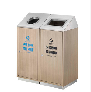 Cubo de basura de acero de fábrica, contenedores de reciclaje, caja de clasificación, cubos de basura decorados, cubo de basura de Metal para exteriores para lugares públicos - Product Image 1