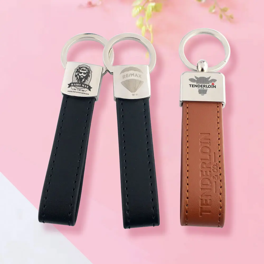 Porte-clés en cuir vierge personnalisé, logo 3d personnalisé, lettres d'animaux mignonnes, porte-clés en métal en cuir