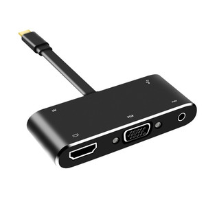 5 in 1 tip C Hub USB C HDTV VGA USB3.0 PD bilgisayar monitörü için 3.5mm ses AV dönüştürücü telefon hoparlör kamera - Product Image 3
