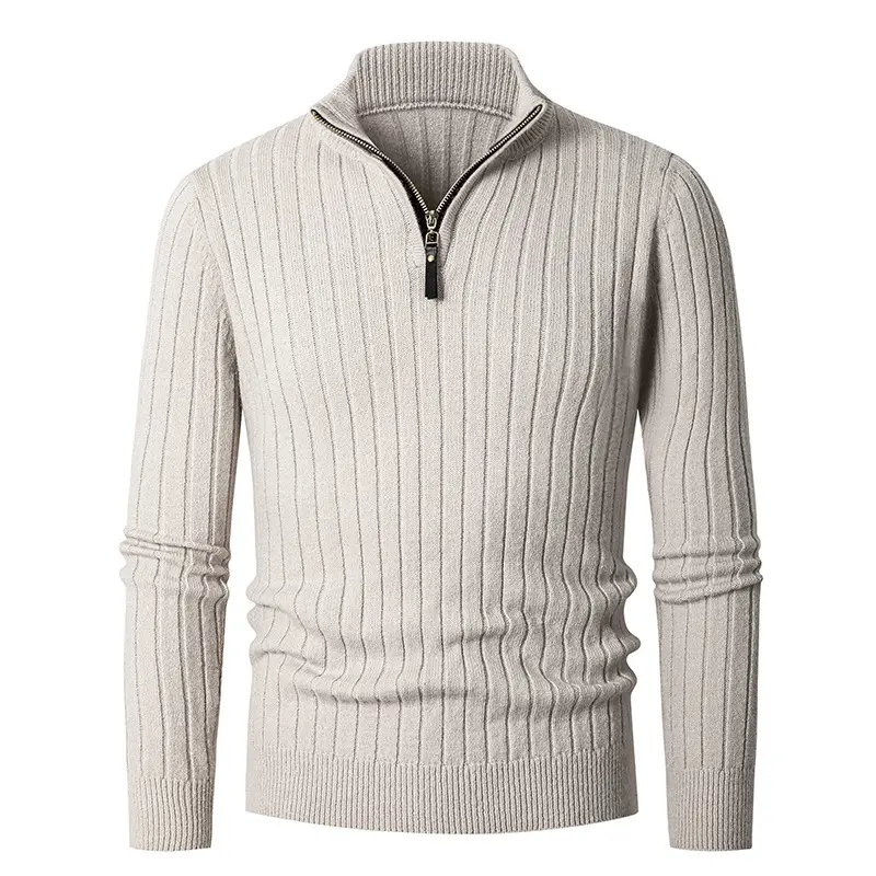 Maglione a fondo a maniche lunghe da uomo con cerniera a collo alto verticale autunno e inverno nuovo maglione moda da uomo