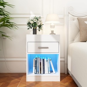 Modern akıllı başucu masa <span class=keywords><strong>LED</strong></span> komidin Mesitas De Noche şarj istasyonu ile elektronik kilit gizli bölmesi