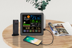 Smart Weather Station with Six Weather <strong>Forecast</strong> and Moon Phase Display Temperature and Humidity Table Clocks for Outdoor - Product Image 5