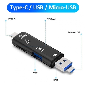5合1多功能USB 3.0 C型微型USB SD TF存储卡读卡器智能OTG读卡器适配器手机电脑配件 - Product Image 5