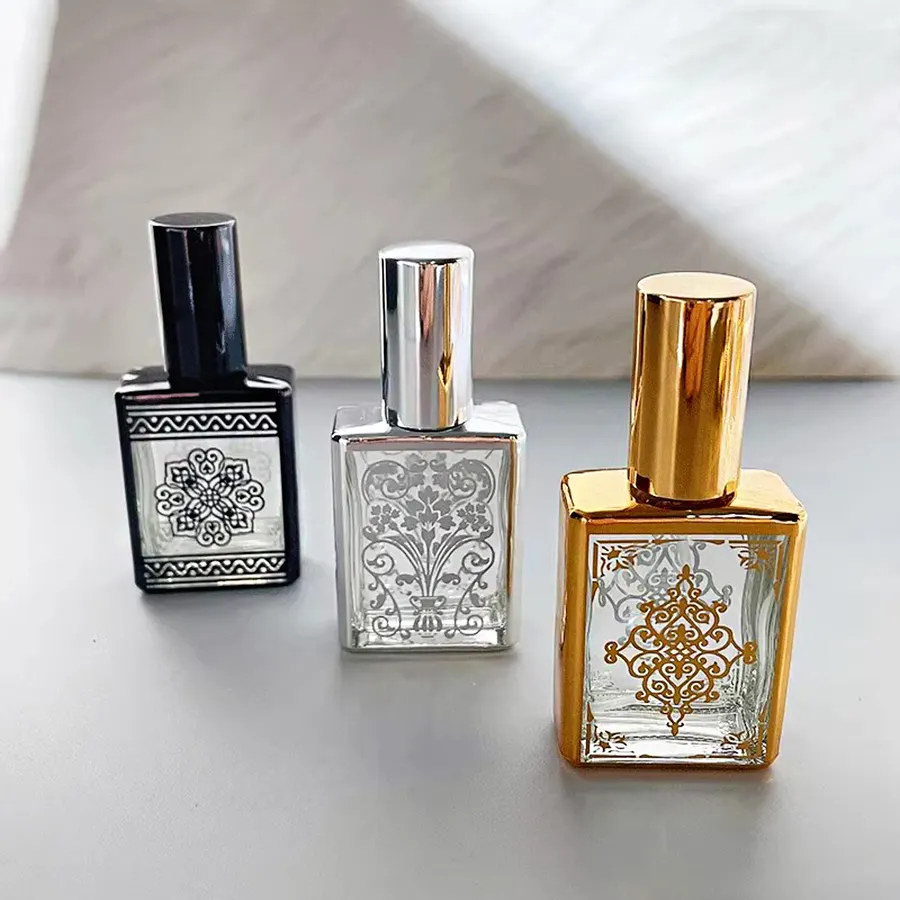 Garrafas luxuosas de perfume e óleos essenciais, frasco de óleo fosco com etiqueta