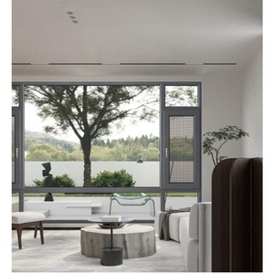 Ventana abatible de diseño moderno con marco de aleación de aluminio insonorizado y clasificación STC 45 de vidrio templado para edificios de apartamentos
