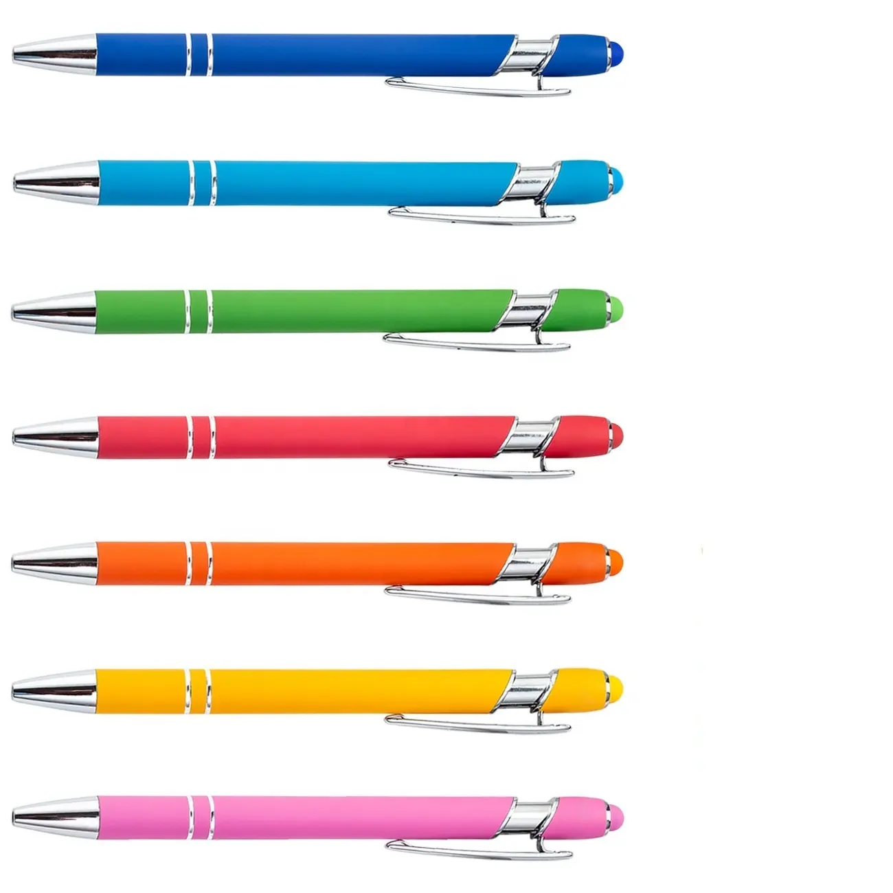 Dokunmatik ekranlar için stylus alüminyum metal kalem stylus ile promosyon amerikan tükenmez kalem lastik tükenmez kalem